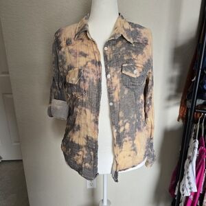Nu Vintage Fits Medium Large Distressed Button Down Shirt See Photos
